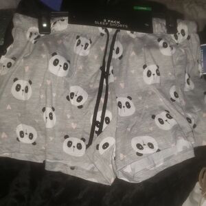 Gray Panda Print Sleep Shorts Size LARGE